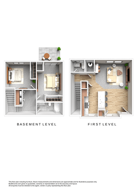 Floor plan for 2 beds, 1.5 baths, 1054 sqft
